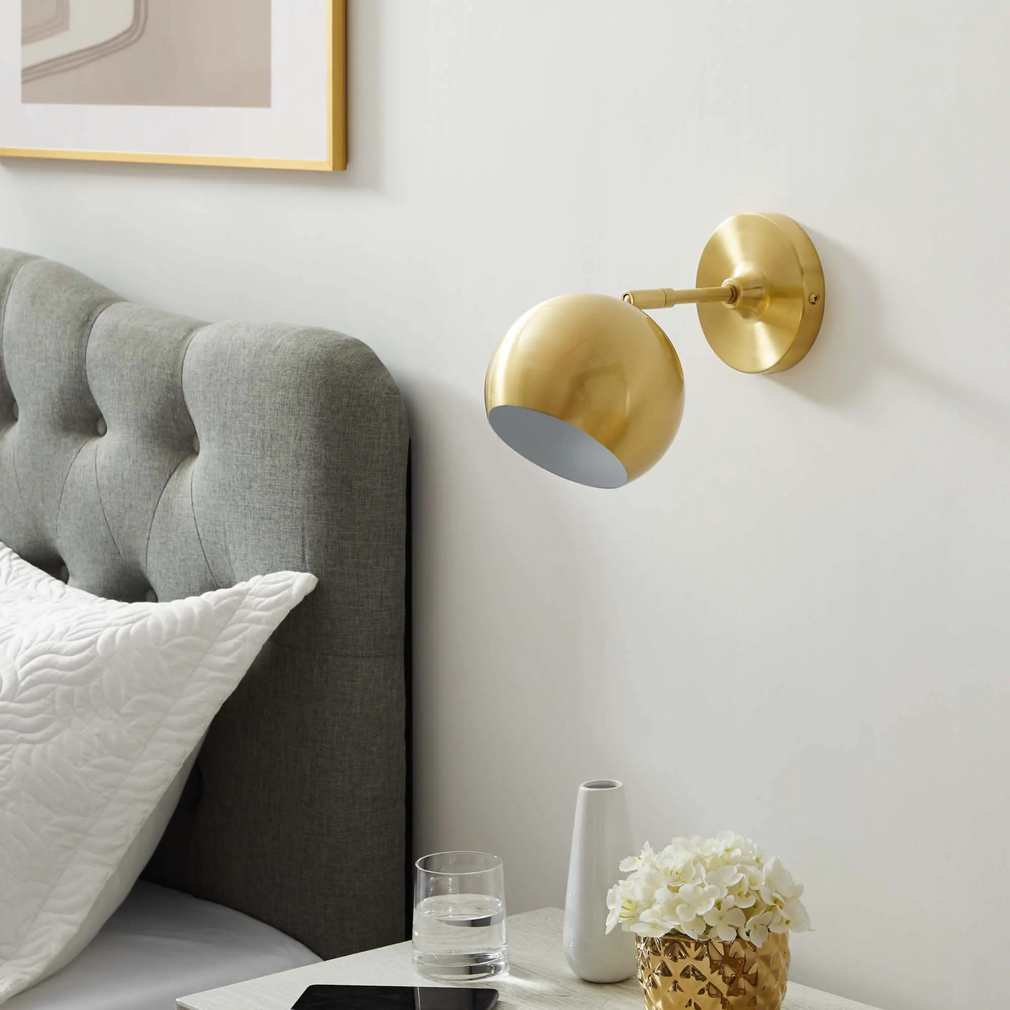 Modway Chalice 4" Swing-Arm Metal Wall Sconce in Satin Brass