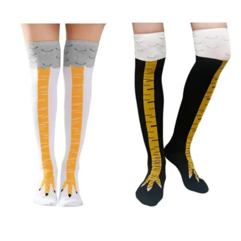 4 pairs Novelty Funny Crazy Chicken Leg Socks Feet Over The Knee 21.65" Thigh stockings,Funny Gifts For Party Novelty Socks For Man&Women