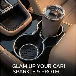 2PCS Bling Crystal Car Cup Holders  Non-Slip Coasters for Car Interior | Universal Fit, Luxury Style