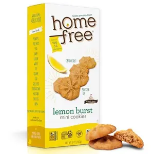 Homefree Mini Lemon Burst Cookies, Gluten Free, Nut Free, Vegan, School Safe and Allergy Friendly Snacks, 5 Oz Box (Pack of 1), Produced In USA