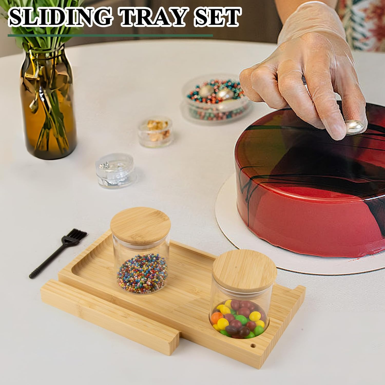 Bamboo Storage Box with Tray and Glass Jar, Wooden Organizer Case for Home, Desktop Storage Box, Gift Idea for Men and WomenBamboo Storage Box with Tray and Glass Jar, Wooden Organizer Case for Home, Desktop Storage Box, Gift Idea for Men and Women