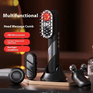 Multifunctional Electric Massage Comb, EMS Hair Growth Comb Beauty Hair Salon Instrument, 4 in 1 Electric Hair Growth Comb with 4 Replaceable Heads for Face Lifting and Body, Scalp Massage, Home Scalp Medicine Applicator, Face Lifting Massager, usb Chargi