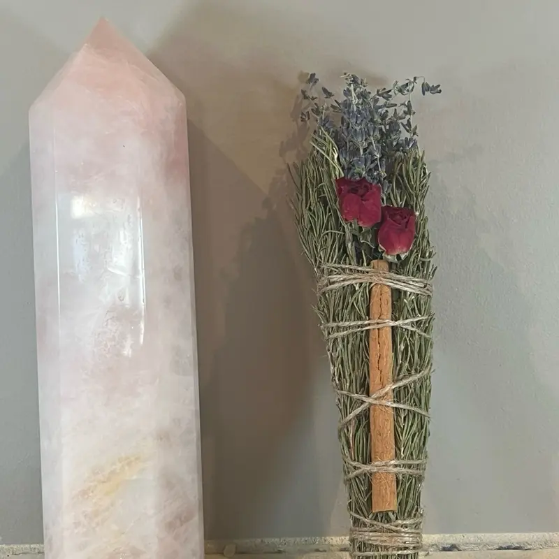 Handmade Rosemary, Lavender, Rose, and Cinnamon Incense Set - 9" to 10" Wand with Natural Ingredients, Elegant Design