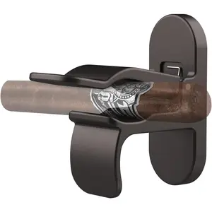 Magnetic Cigar Holder One-Handed Usage, Universal Cigar Clip Mount with Stick-On Metal Pads Fit 70 Rings, Glossy Zinc Alloy Cigar Accessory or Golf Carts, Boat, Fishing Rods, Golf Clubs Lighter