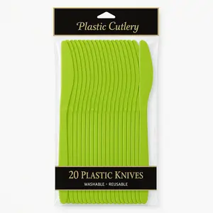 Kiwi Green Plastic Knives - 7.5 in. - 20 Pack