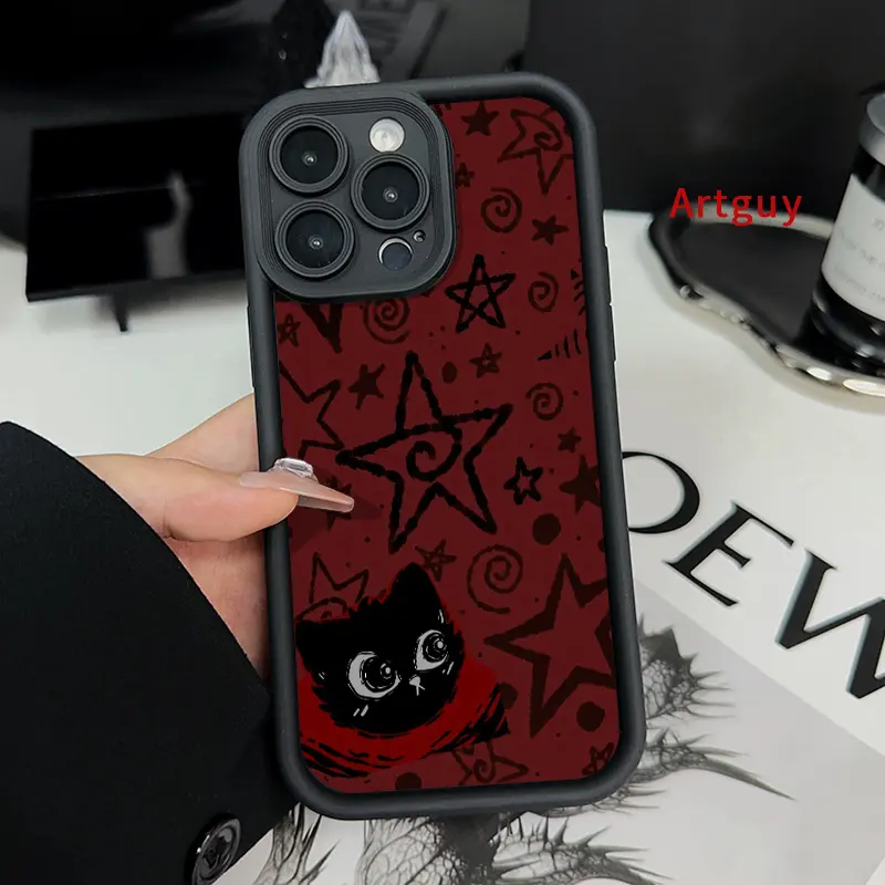 Phone case for iPhone 16 Pro Max 15 Plus 16E 14 13 12 11 XS XR Star - Cat Fantasy Advanced fashion gift Shockproof Silicone TPU Bumper Drop Protection Soft Cover