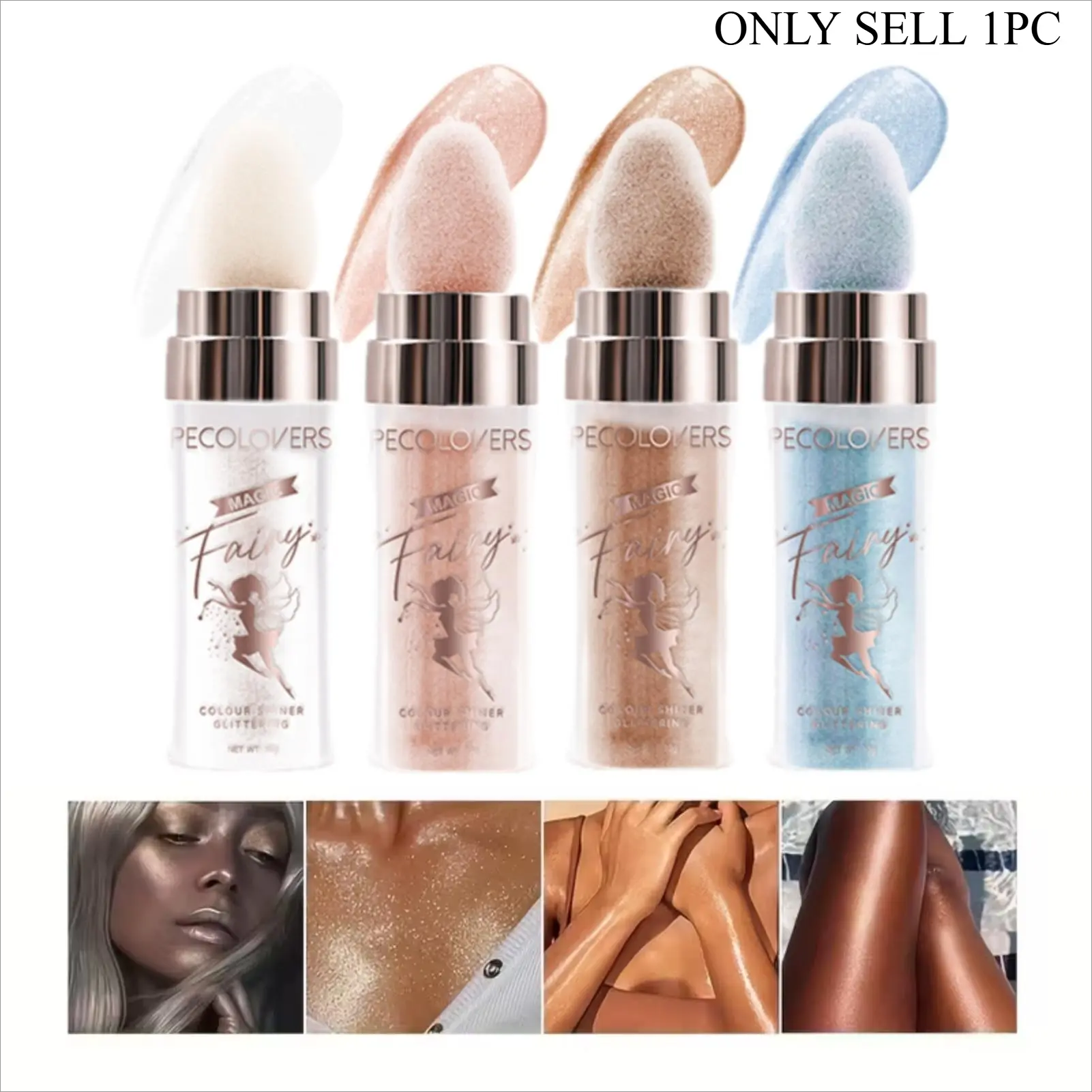 1PC Fairy Dust Highlighter Patting Powder, Glow Highlighter - Full Body Contouring & Clavicle Pearlescent Patting Powder, Suitable for Eyes, Face and Body, Christmas Party Sparkling Body Glitter Powder