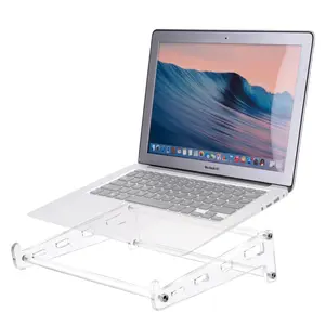 Acrylic Laptop Stand for Desk, Clear Ventilated Computer Stand Holder for Desk, Ergonomic Acrylic Sturdy Laptop Riser Compatible with Laptop 10-17 Inch