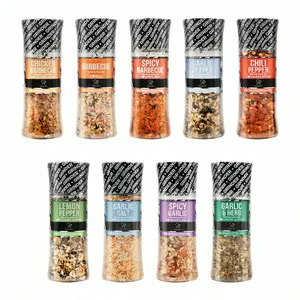 Soeos Spice Seasoning Set of 9 with Integrated Grinders, Individual Spice Grinder, Pure and Fresh Perfect for BBQ Seasoning Gift Set, Grilling Spice, Pepper Grinder,colorful Kitchen Utensils