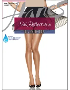Hanes Silk Reflections Sheer Toe Pantyhose Women's Underwear Comfortable Fit Soft Stretch Fabric Breathable Q00715