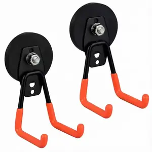 Heavy-Duty Magnetic Garage Storage Hooks - 2-Pack Multi-Purpose Garage Organization Utility Hooks for Toolbox, Shelving & Tool Cabinet, Non-Slip Tool Hangers,no drill garage hooks,instant mount magnetic hooks,magnetic hangers for steel shelving