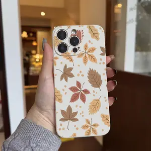 Autumn Leaves Pattern Phone Case， Rustic Fall Nature Style for iPhone 17 16 15 14 13 12 11 Plus Pro Max.