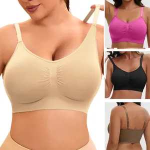 4PCS Ladies' underwire-free bra, comfortable underwire-free bra, underwire-free and unlined strap bra, seamless T-shirt bra, sports bra, suitable for daily wear, breathable, summer style