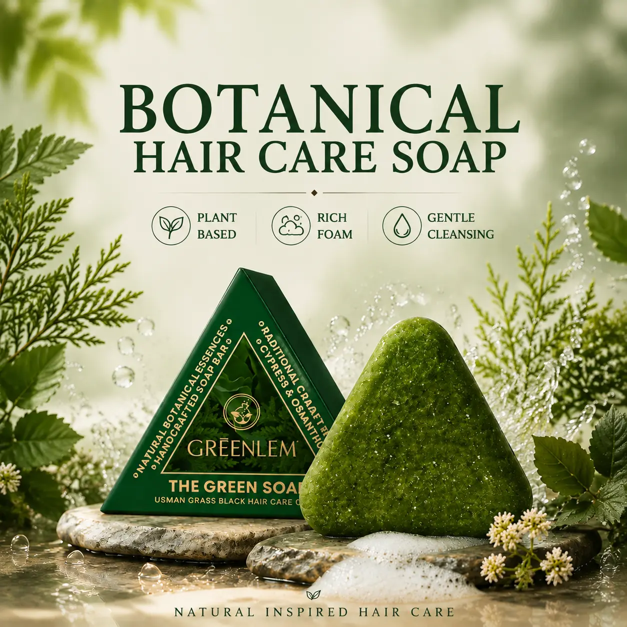 Herbal Shampoo Bar – Usman Grass & Oriental Arborvitae, 14-Herb Hair Care Shampoo Bar, Oil-control herbal solid shampoo