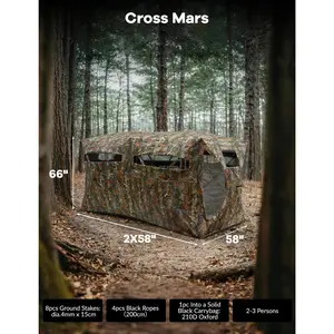 GARVEE Hunting Blind 270 Degree See Through - Pop Up Ground Blind for 4-6 Person, Waterproof Camouflage Tent With Windows and Silent Magnetic Door, Lightweight for Deer & Turkey Hunting