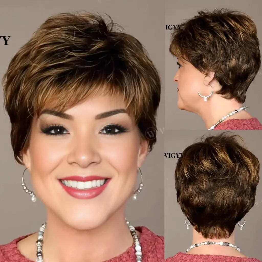Gertrude - WIGYY Pixie Cut Wig with Bangs, Glueless Lace  display picture 2