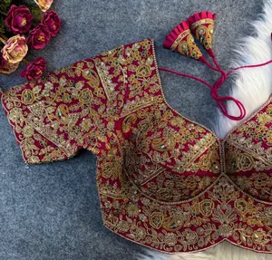 Designer Bridal Blouse with Heavy Embroidery & Latkans – Available in 6 Colors