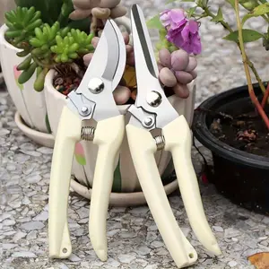 Professional stainless steel garden pruning scissors, ergonomic white handle, labor-saving design, with ergonomic white handle - 4 seasons can be used normally