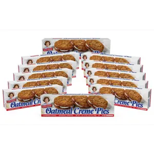 Little Debbie Oatmeal Creme Pies, 12 Boxes, 144 Soft Baked Oatmeal Cookie Sandwich Snacks, Creme Filled Biscuits