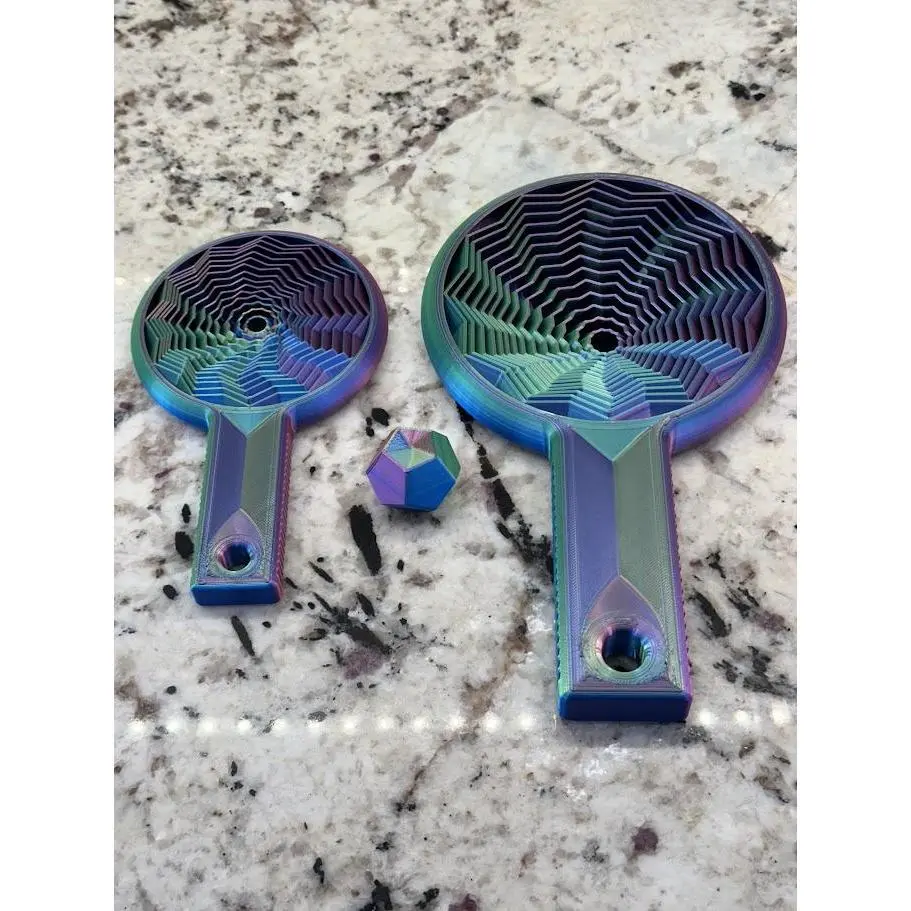 Sensory Fidget Racket – 3D Printed Desk Fidget with 2× 1” Polyhedral Balls
