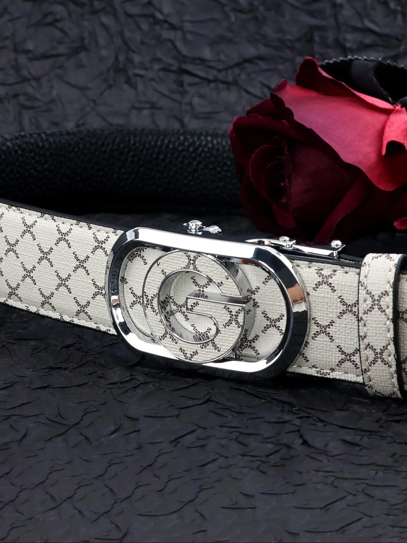 Men's Business Fashion G Letter Design Belt, Casual Dress Belt With Buckle, Casual Waistband for Jeans Trousers, Trendy All-match & Exquisite Belt for Birthday Gift, Letter Buckle Belt, Leather Adjustable Belts