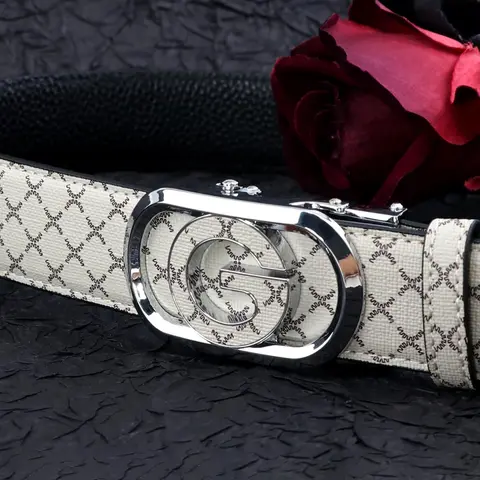 Men's Fashion Business G Letter Design Belt, Casual Dress Belt with Buckle, Casual Waistband for Jeans Trousers, Leather Adjustable Belts, Trendy & Exquisite Letter Buckle Belt, Ideal Birthday Gift