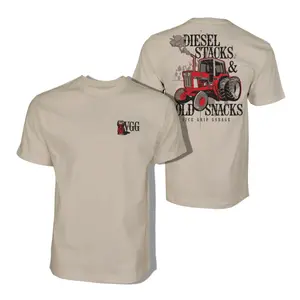 180g[100%cotton]Diesel Stacks and Cold Snacks T-shirt, 2 Sides Print Red Tractor Graphic Tee, Soft Cotton Blend Unisex T Shirt, Farm Diesel Street Wear Graphic Tee, Summer Outfits Gift for Men Farmers Truck Guys
