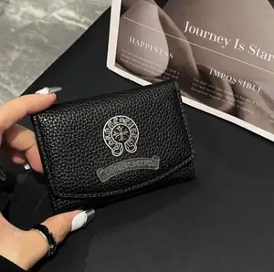 Women's Retro Lychee Pattern Soft-Sleeve Cross Card Holder - Unisex Design for Coin, Document Storage