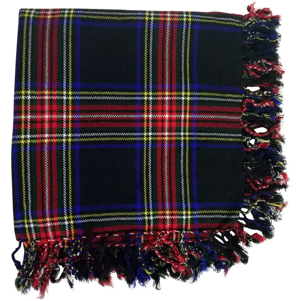 Unisex Tartan Fly Plaid Square Shawl - Scottish Kilt Accessory, 48"x48" Warm Acrylic with Rolled Fringe, Buchnan Black Watch, Casual Heritage Highland Wear, Low-Maintenance Wool-Like Feel, Women's Accessory, Parades, Warmth, 48" X 48", Burns Night