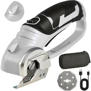 Wireless Electric Scissors 4V Rechargeable Rotary Cutter|Powerful cutting tool for fabric, cardboard, and carpet| Electric utility knife suitable for crafts, sewing, and DIY projects, comes with spare blades and storage bag