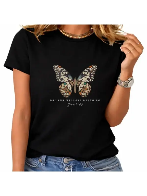 Vintage Butterfly Graphic Inspirational Scripture Verse Meaningful Graphic Tee