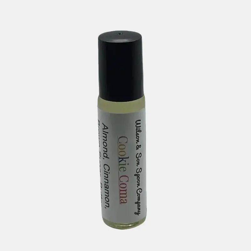 Wilson & Son Spoon Company Cookie Coma Almond Cherry Vanilla Blend Roll-On Body Oil - Unisex Smoothing Fragrance, Almond-Infused Long Lasting Fragrance for Bath & Body Care, Massage, Vanilla Body Oils