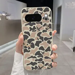 Rounded Edge TPU Phone Case for Google Pixel 10 9 8 7 Pro A XL Camouflage with Birds Pattern Drop Protection Shockproof Soft Liquid Silicone Smartphone Cover