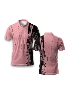 Halloween Christmas Carnival Black Friday Men's Casual Sports Polo Shirt Classic Geometric Pattern Pink Black Gradient Design Breathable Short Sleeved Top Golf Tennis Street Vacation Gift