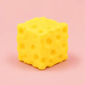 Yellow Cheese Block Squeeze Toy, Squishies Stress Relief Fidget Toy, Stress Balls