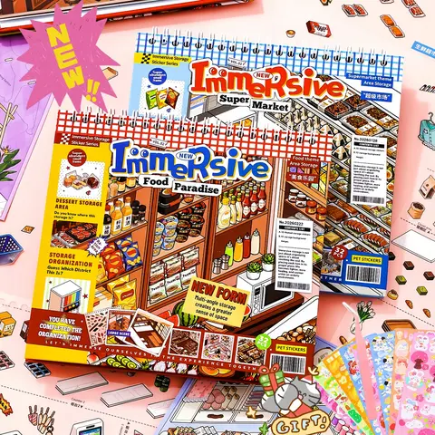 [New-Guideline Version, Bilingual Text!] Shop Series, Grocery Shelf Stocking 3D Sticker Scene Books - 10 Must-Try Simulation Management Play, Puzzle Stickers, Sreen-free Hobby, Bookish Stickers, Japanese Style Cartoon Stickers, Afterwork DIY Crafts