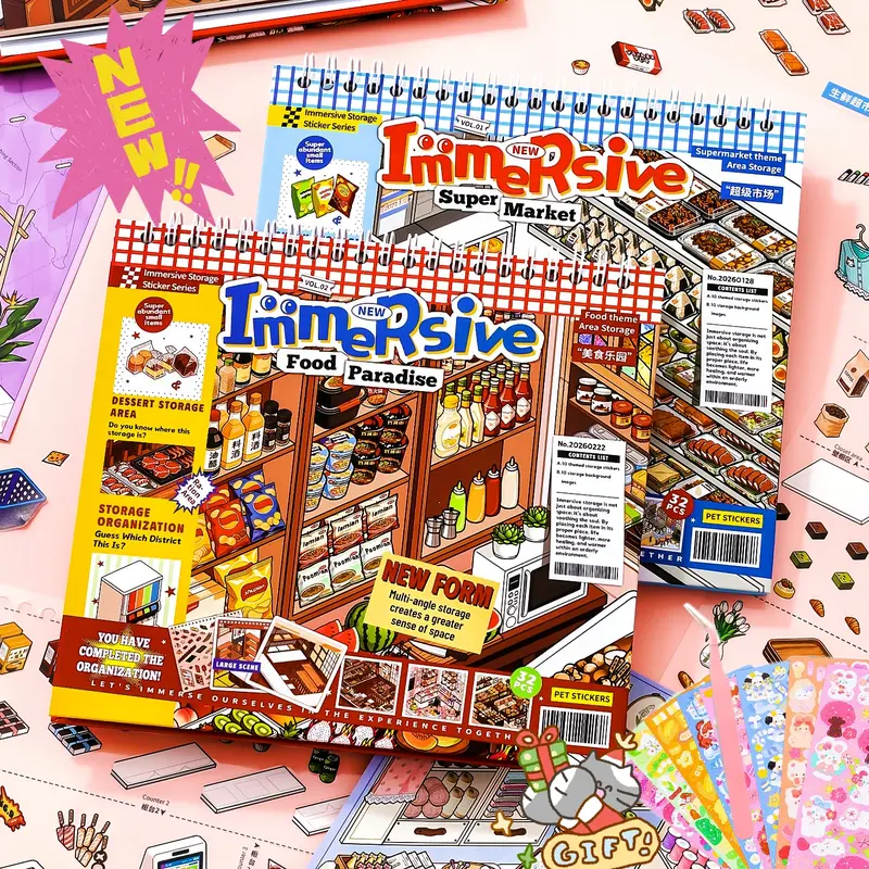 [New-Guideline Version, Bilingual Text!] Shop Series, Grocery Shelf Stocking 3D Sticker Scene Books - 10 Must-Try Simulation Management Play, Puzzle Stickers, Sreen-free Hobby, Bookish Stickers, Japanese Style Cartoon Stickers, Afterwork DIY Crafts