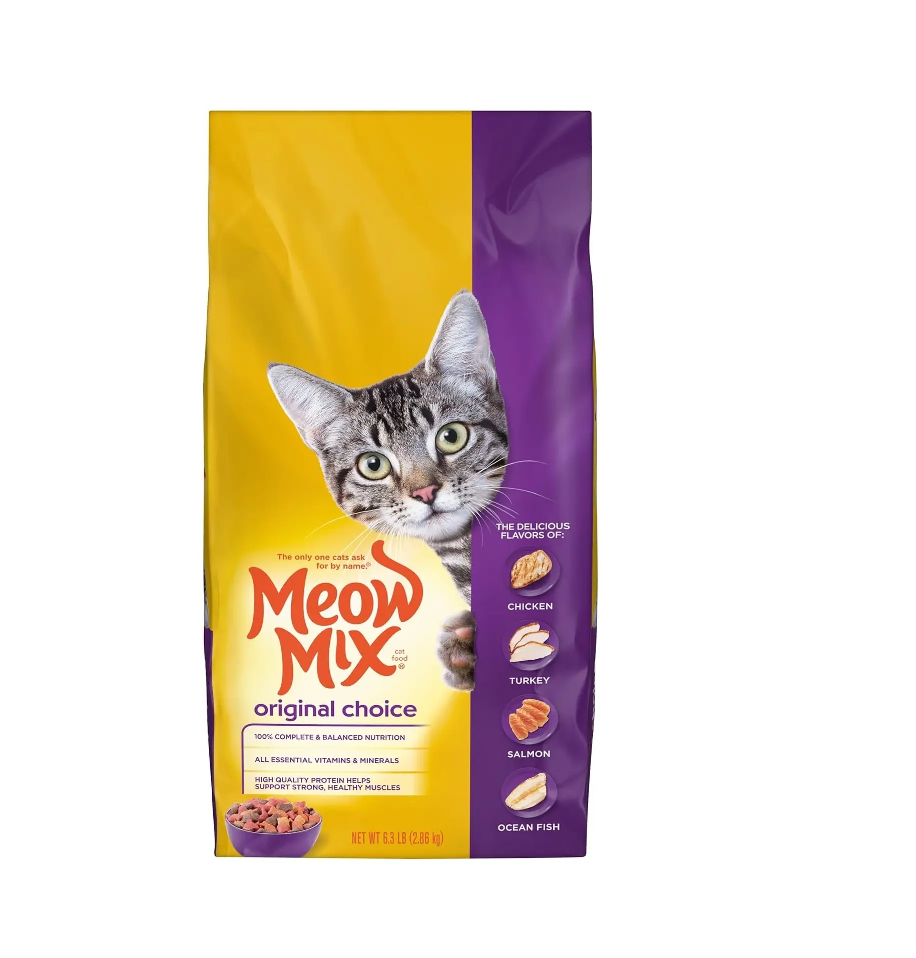 Meow Mix Original Choice Dry Cat Food, 6.3 Pound, Complete & Balanced