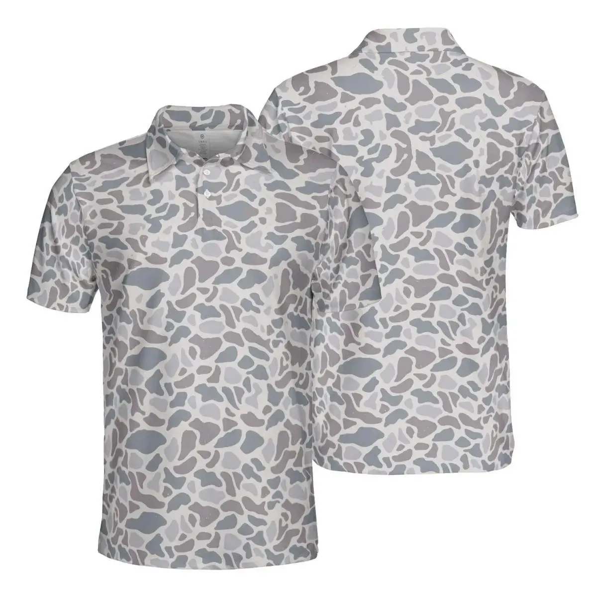 Classic Deer Camouflage Men’s Polo Shirt, Breathable Outdoor Performance Top for Hunting, Fishing and Summer Adventures