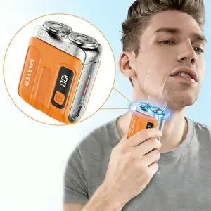 Mini Dual-Head Electric Shaver, Pocket Size Double Head Razor, Rechargeable Waterproof Compact Cordless Portable Shaver Men’s Facial Shaver for Travel Office Car Business Trip