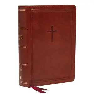 NKJV, End-of-Verse Reference Bible, Compact, Leathersoft, Brown, Red Letter, Comfort Print: Holy Bible, New King James Version by Thomas Nelson [Leathersoft Book]