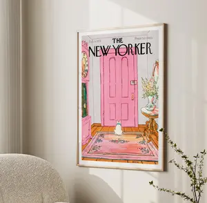 New Yorker Cover Magazine Print,  Vintage Easter Magazine New Yorker Poster Cover, Trendy Wall Art, New York Pink Wall Art, Room House gift(Note: Frame shown for display only) Decor Decoration