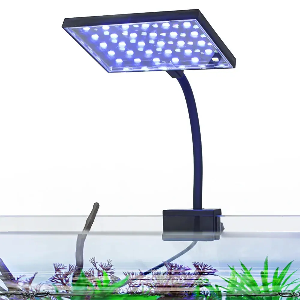 Clip-On LED Aquarium Light with Acrylic Shade, Adjustable Angle, High Brightness for Plant Growth - 12W/15W, Clamp Mount, Energy Efficient, AU/UK/EU Plugs, Fits 60cm Fish Tanks, Pet Aquatic Lighting, Uk Plug