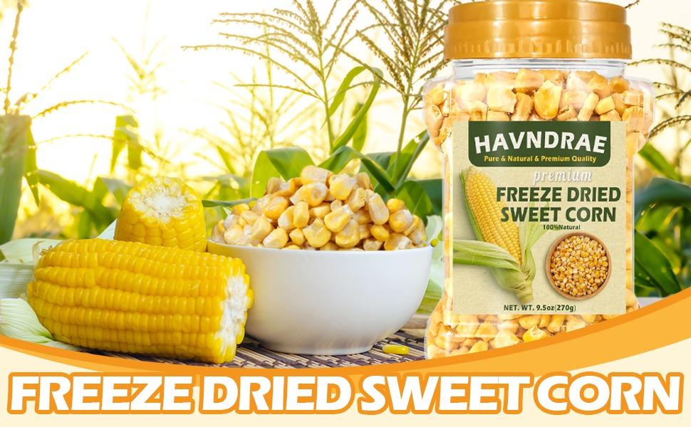 9.5oz Freeze Dried Sweet Corn Kernels – Super Sweet Dehydrated Yellow Corn, Single-Ingredient Vegan Dried Vegetable for Salad, Soup, Stew – Kosher Food for Everyday Meals and Camping