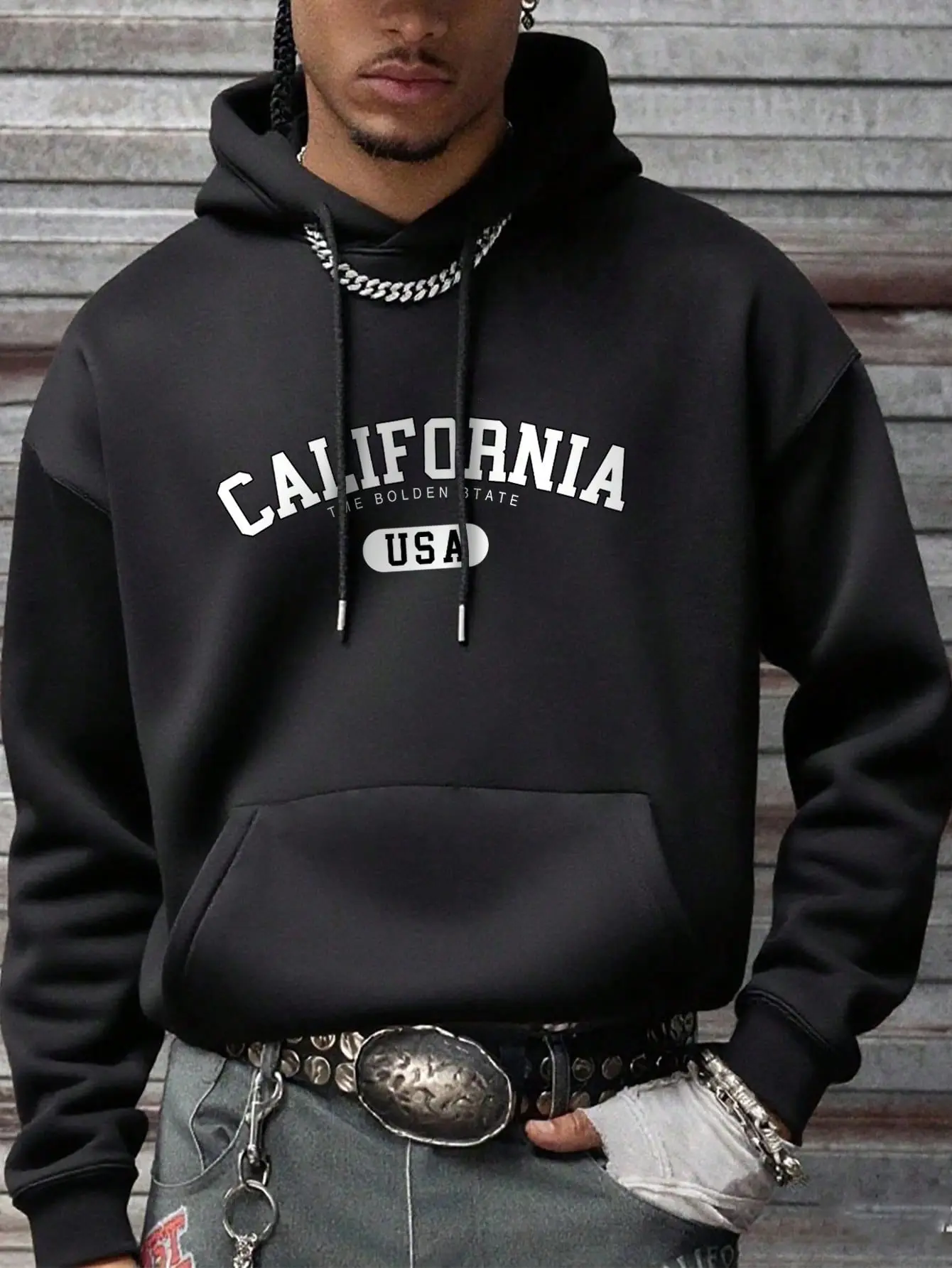Thick 270 Gram Brushed Fleece California Hoodie, Adjustable Drawstring USA Graphic Sweatshirt, Casual Oversized Streetwear, Cozy Daily Wear Pullover For Fall Winter