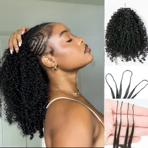 Feather Crochet Hair Extensions Afro Kinky Curly Pre Looped Crochet Human Hair Curly For Black Women Pre Separated Knotless Crochet Hair