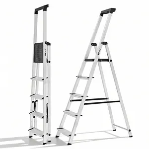 Step Ladder, Folding Step Stool with Anti-Slip Wide Pedal Handrails, Aluminum Stool Ladders, Safety Household Ladder for Home Kitchen Courtyard Outdoor