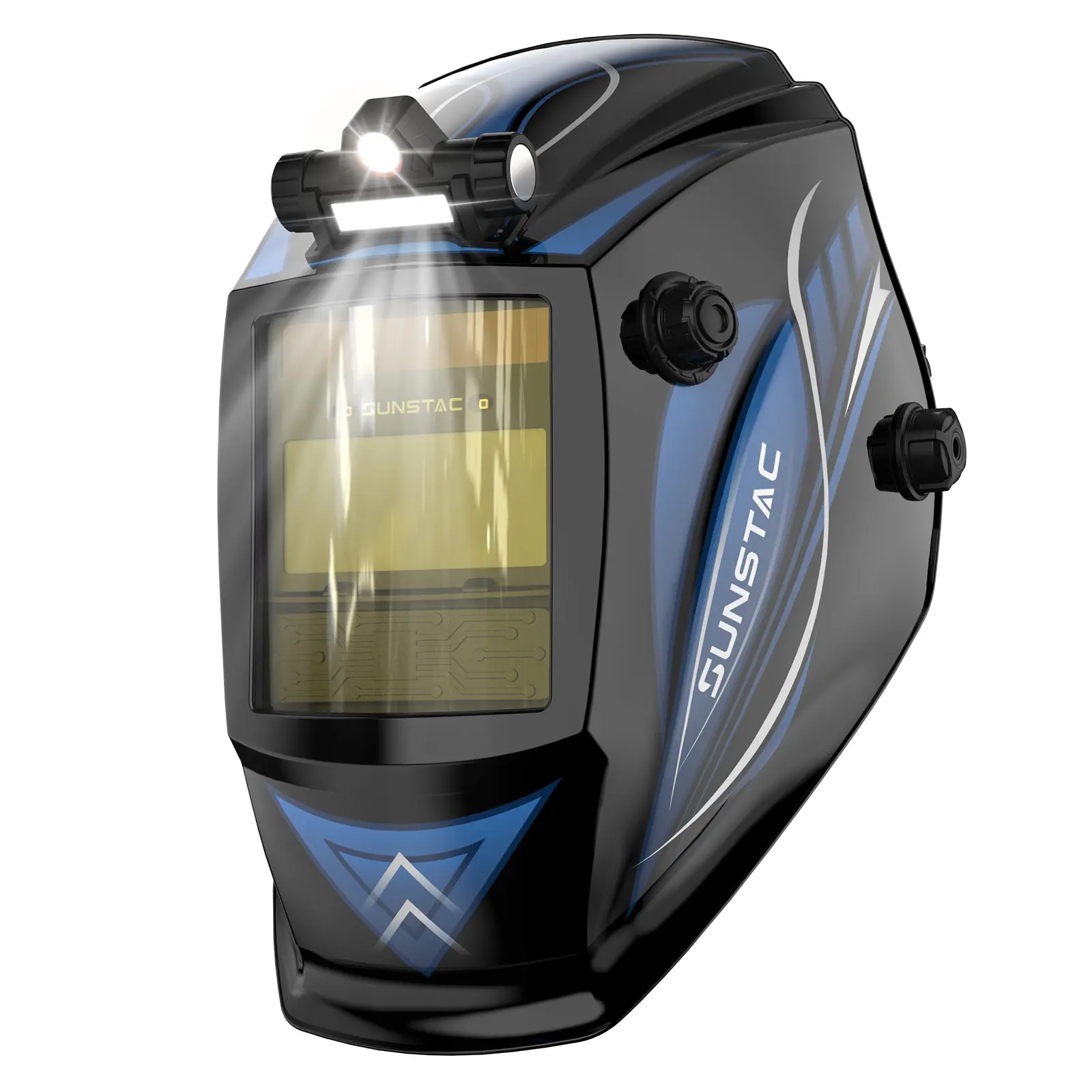Sunstac Auto Darkening Welding Helmet - 1/1/1/1 True Color, Large View Shade 4/9-13, Rechargeable LED Light, Blue Light Blocking for MIG TIG STICK
