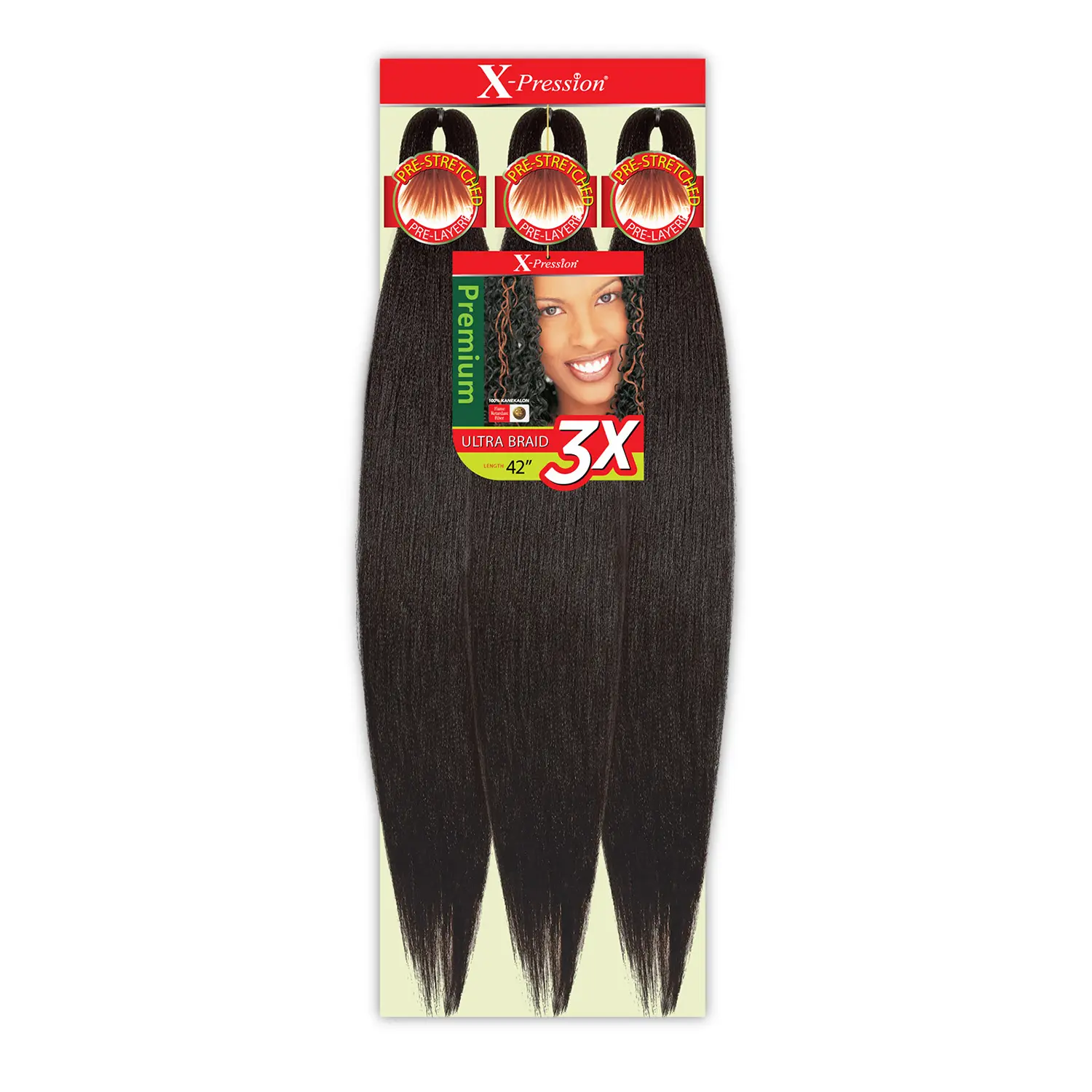 Outre X-Pression 3X Pre-Stretched Kanekalon Braids, 42" Synthetic Extensions for Hair Styling