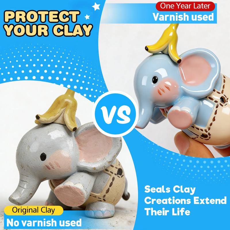 2 x 100ML Air Dry Clay Glaze, High Gloss Varnish, Protective Sealant to Prevent Cracking & Scratching While Providing a Gloss Glaze Effect - for Ceramics, Wood, Acrylic Painting and Crafts (Gloss) valentine's gift